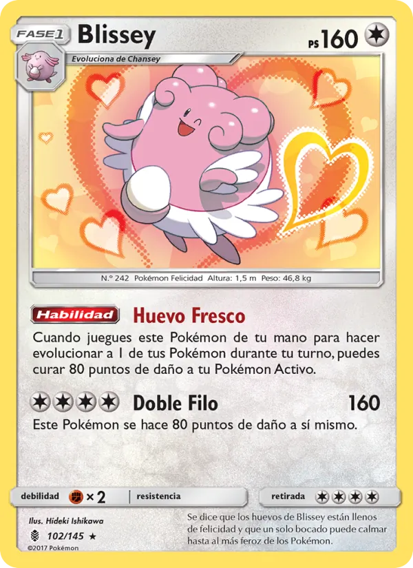 Carta Blissey de la expansión Albor de Guadianes, número 102/145