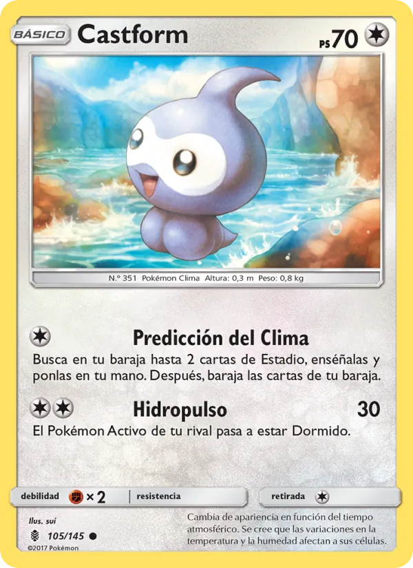 Carta Castform de la expansión Albor de Guadianes, número 105/145