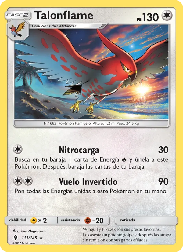 Carta Talonflame de la expansión Albor de Guadianes, número 111/145