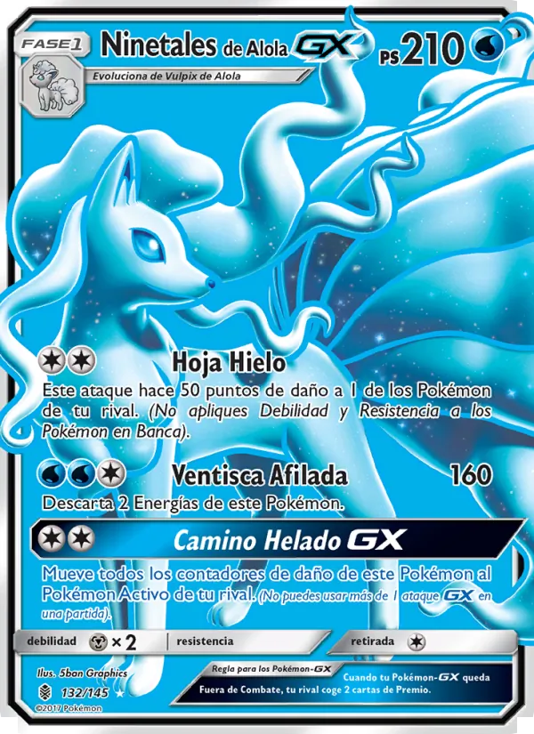 Carta Ninetales de Alola GX de la expansión Albor de Guadianes, número 132/145
