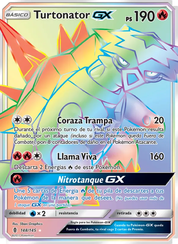 Carta Turtonator GX de la expansión Albor de Guadianes, número 148/145