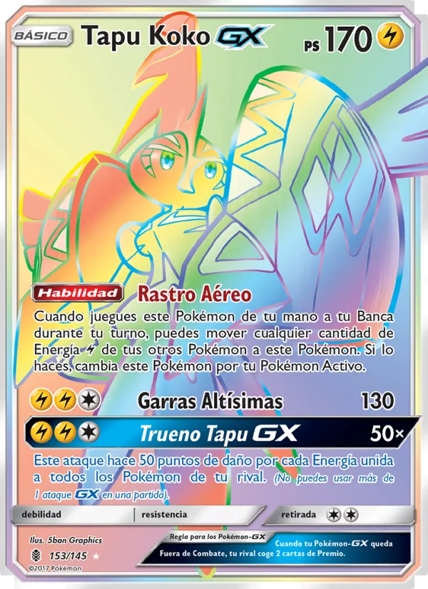 Carta Tapu Koko GX de la expansión Albor de Guadianes, número 153/145