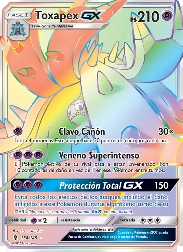 Carta Toxapex GX de la expansión Albor de Guadianes, número 154/145
