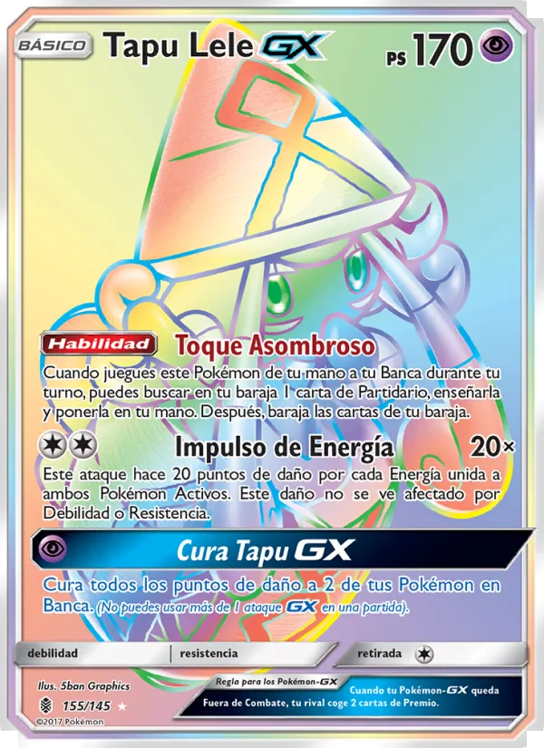 Carta Tapu Lele GX de la expansión Albor de Guadianes, número 155/145