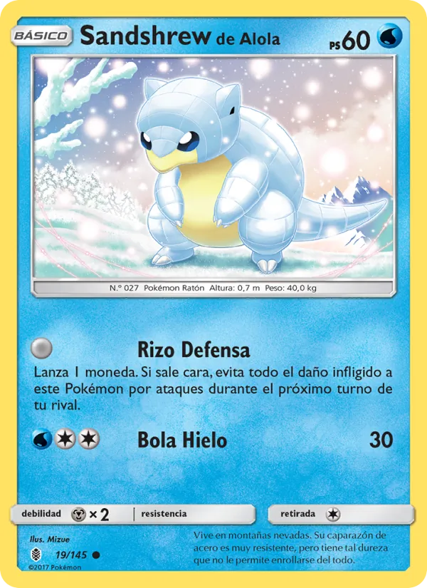 Carta Sandshrew de Alola de la expansión Albor de Guadianes, número 19/145