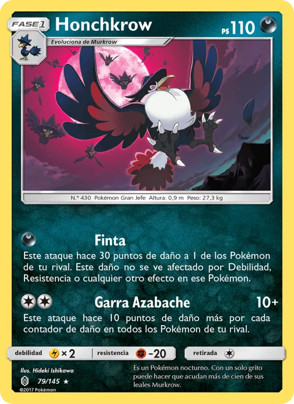 Carta Honchkrow de la expansión Albor de Guadianes, número 79/145