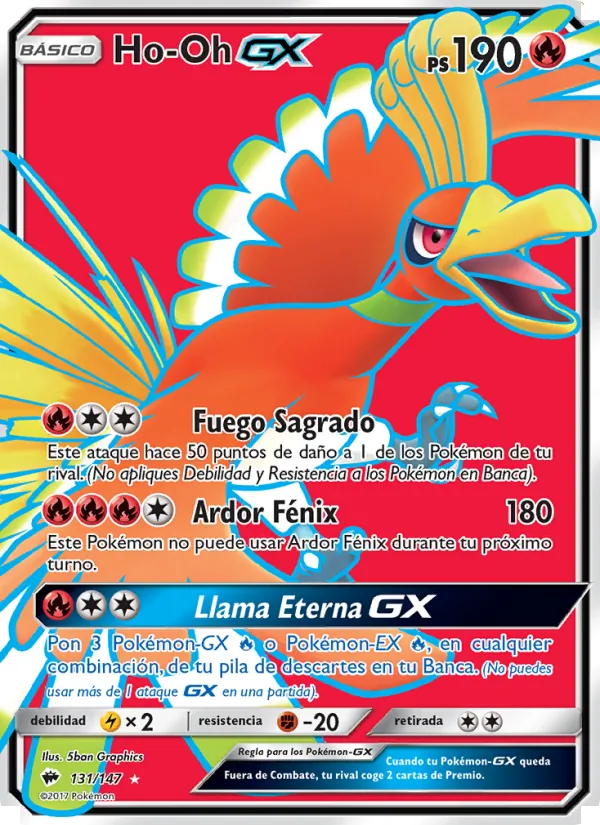 Carta Ho-Oh GX de la expansión Sombras Ardientes, número 131/147