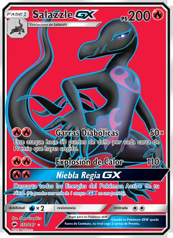 Carta Salazzle GX de la expansión Sombras Ardientes, número 132/147