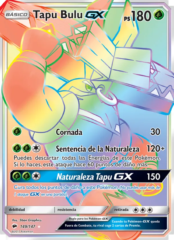 Carta Tapu Bulu GX de la expansión Sombras Ardientes, número 149/147