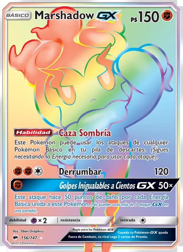 Carta Marshadow GX de la expansión Sombras Ardientes, número 156/147