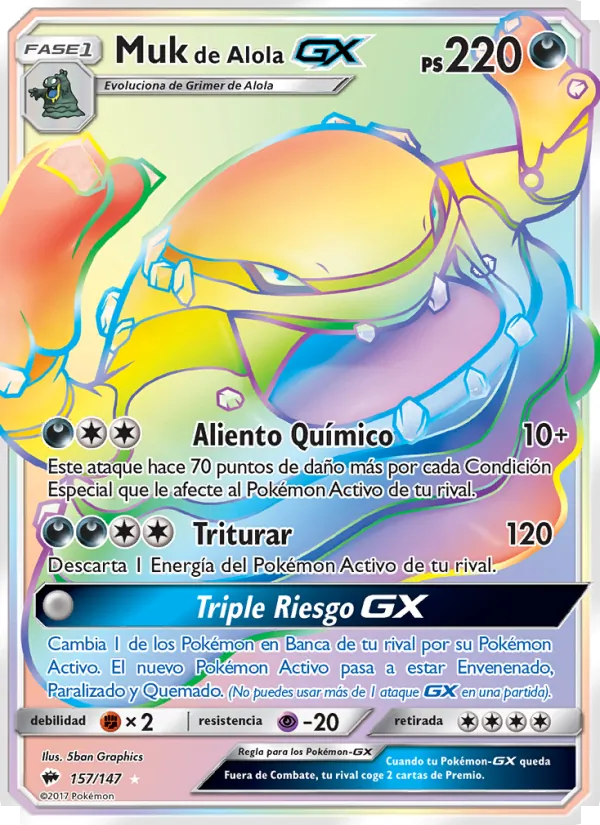 Carta Muk de Alola GX de la expansión Sombras Ardientes, número 157/147