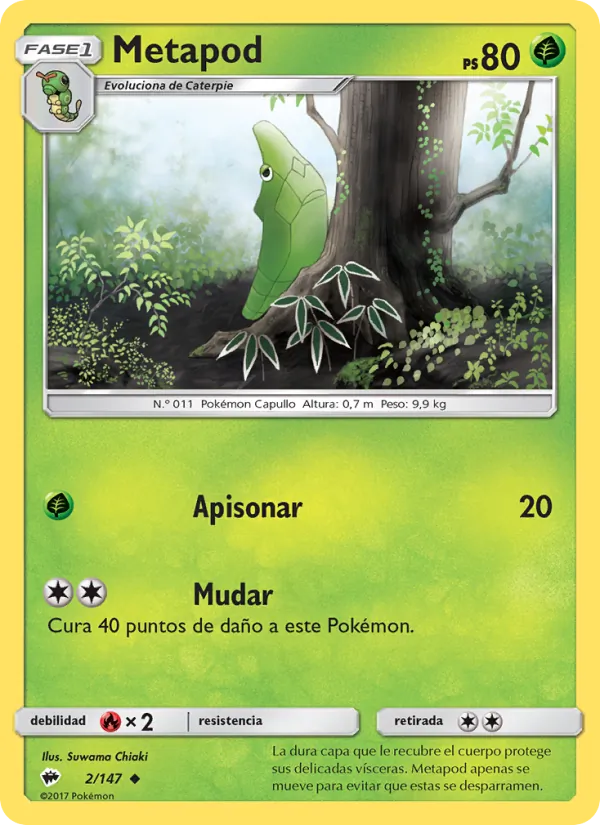 Carta Metapod de la expansión Sombras Ardientes, número 2/147