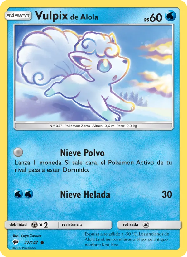 Carta Vulpix de Alola de la expansión Sombras Ardientes, número 27/147