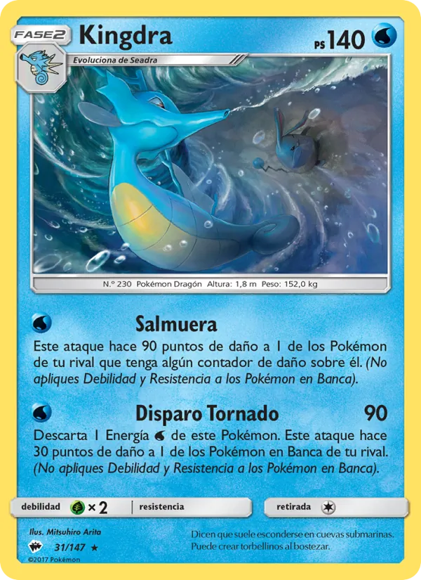 Carta Kingdra de la expansión Sombras Ardientes, número 31/147