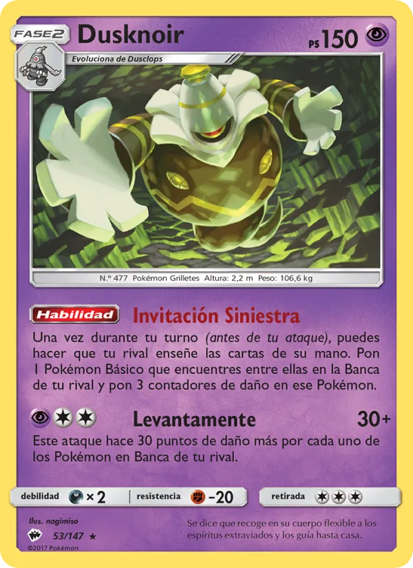 Carta Dusknoir de la expansión Sombras Ardientes, número 53/147