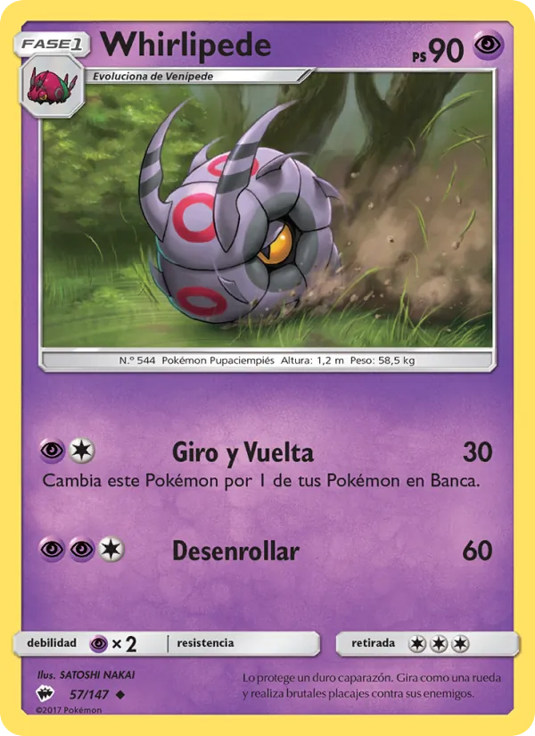 Carta Whirlipede de la expansión Sombras Ardientes, número 57/147