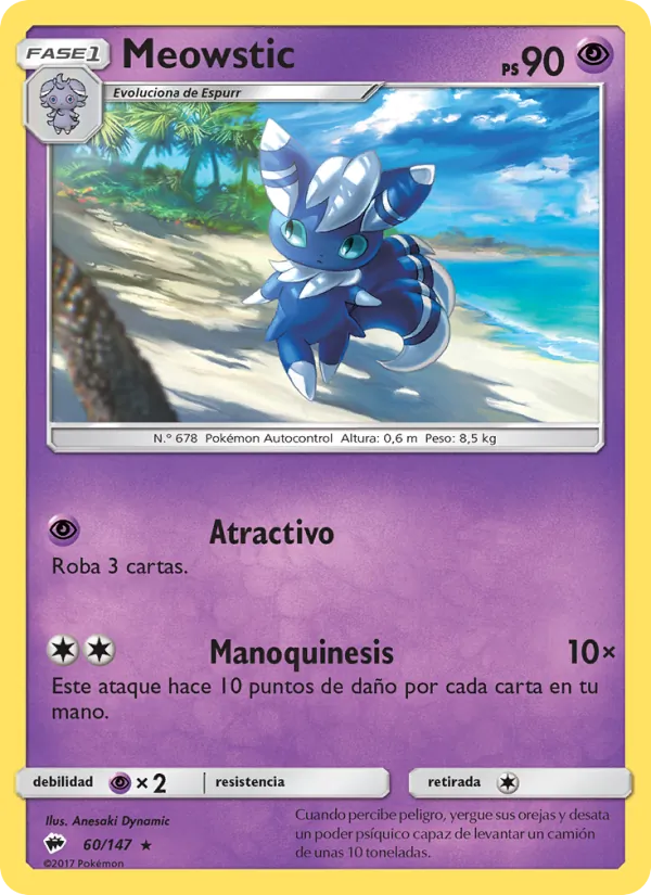 Carta Meowstic de la expansión Sombras Ardientes, número 60/147