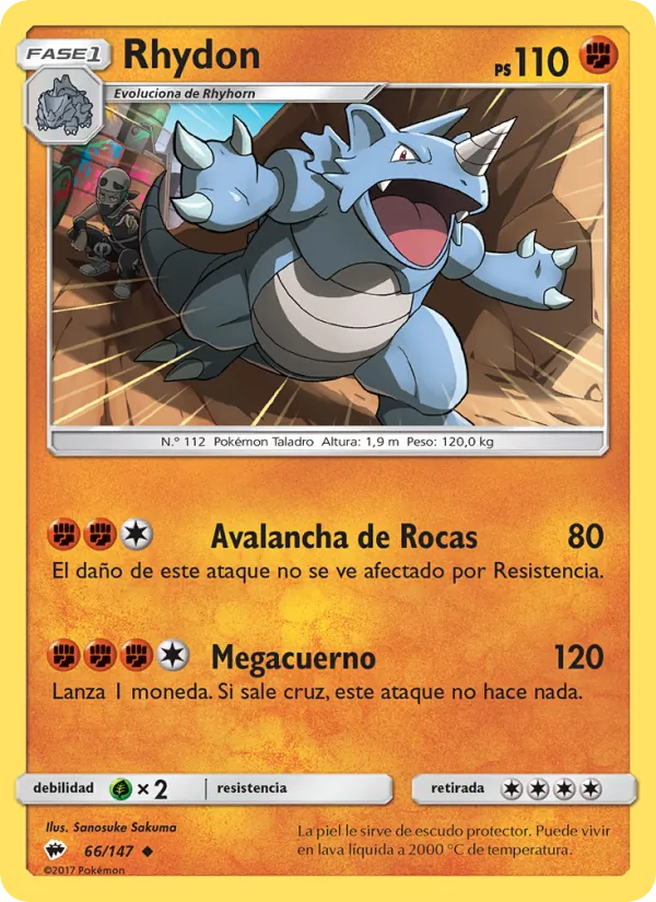 Carta Rhydon de la expansión Sombras Ardientes, número 66/147