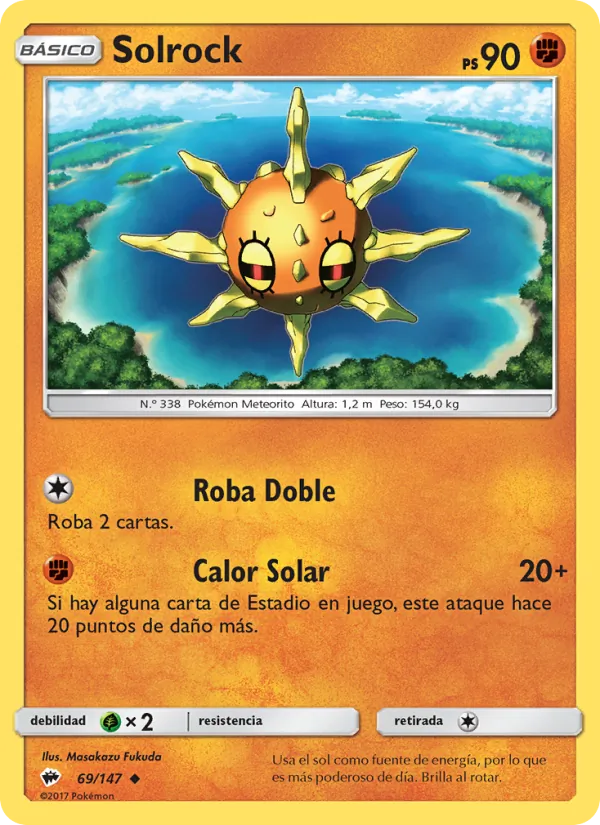 Carta Solrock de la expansión Sombras Ardientes, número 69/147