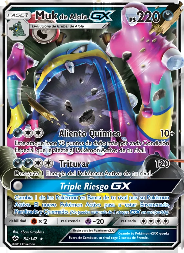 Carta Muk de Alola GX de la expansión Sombras Ardientes, número 84/147