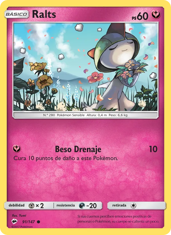 Carta Ralts de la expansión Sombras Ardientes, número 91/147