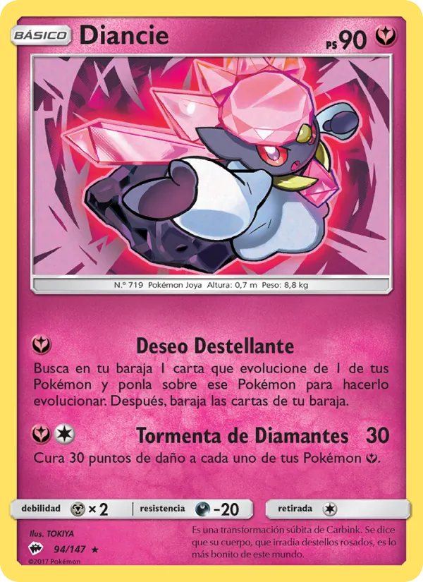 Carta Diancie de la expansión Sombras Ardientes, número 94/147