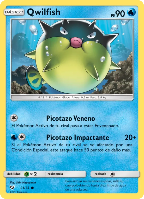 Carta Qwilfish de la expansión Leyendas Luminosas, número 21/73