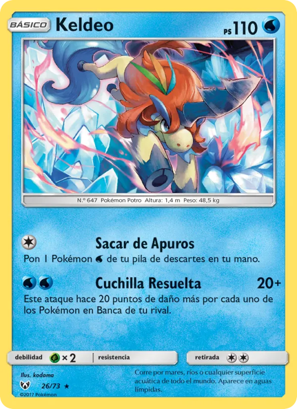 Carta Keldeo de la expansión Leyendas Luminosas, número 26/73