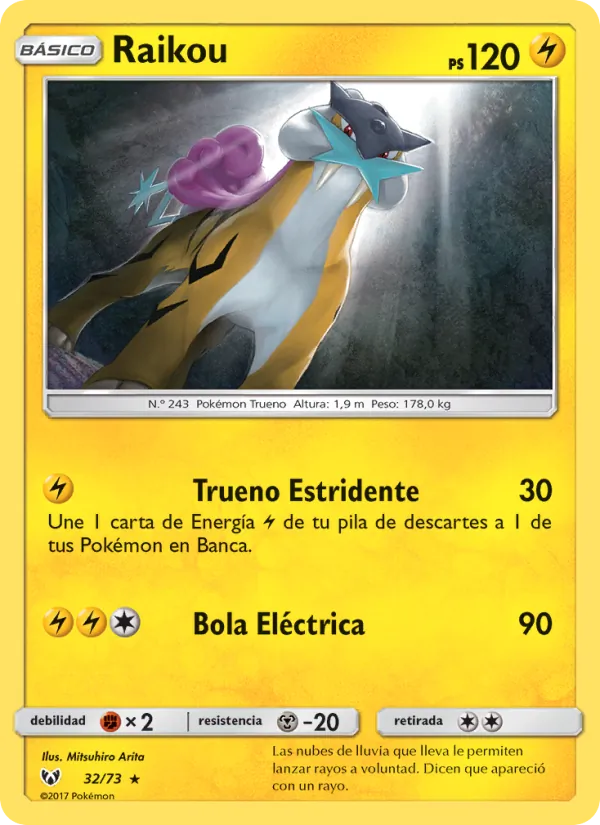 Carta Raikou de la expansión Leyendas Luminosas, número 32/73