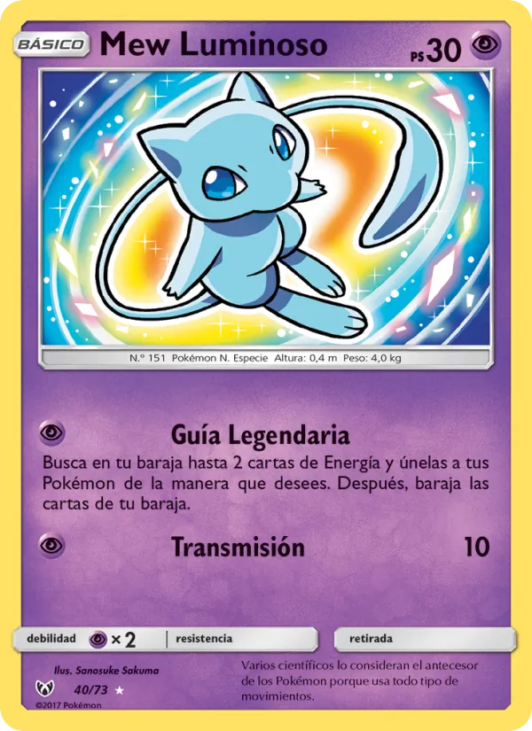 Carta Mew Luminoso de la expansión Leyendas Luminosas, número 40/73