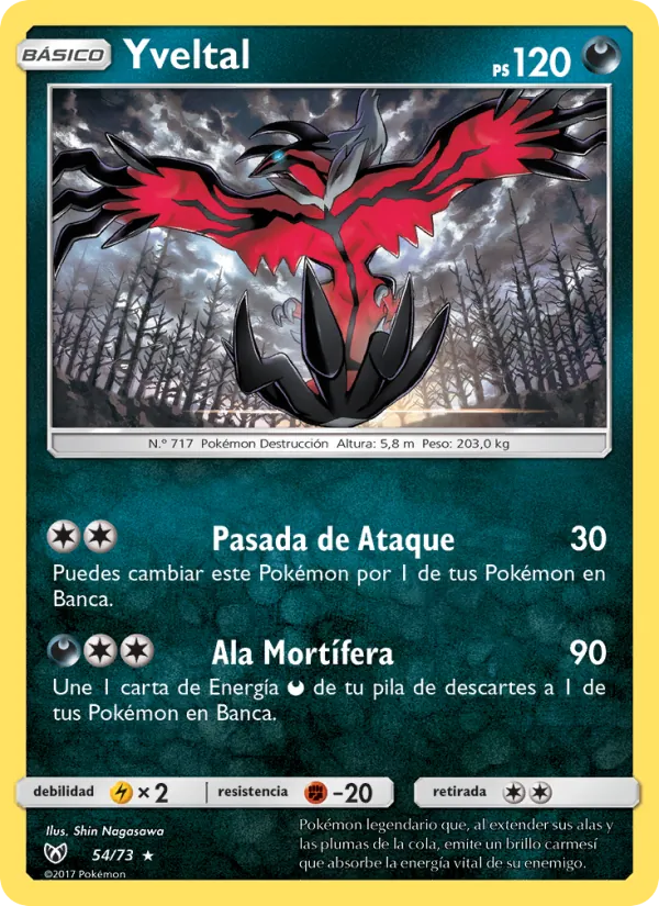 Carta Yveltal de la expansión Leyendas Luminosas, número 54/73