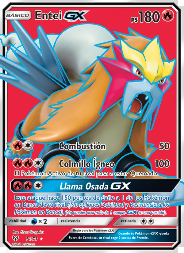 Carta Entei GX de la expansión Leyendas Luminosas, número 71/73