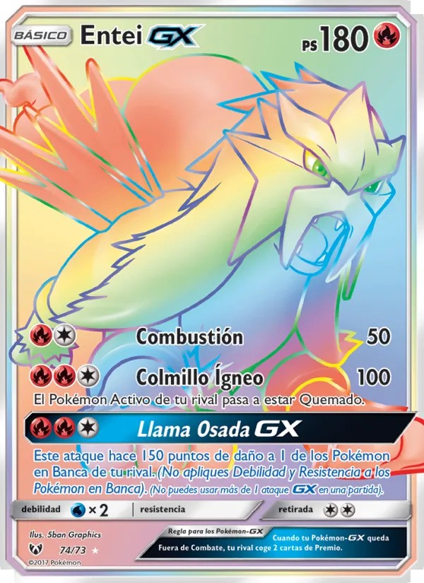 Carta Entei GX de la expansión Leyendas Luminosas, número 74/73