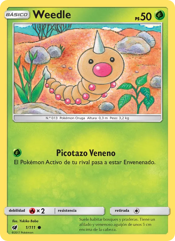 Carta Weedle de la expansión Invasión Carmesí, número 1/111