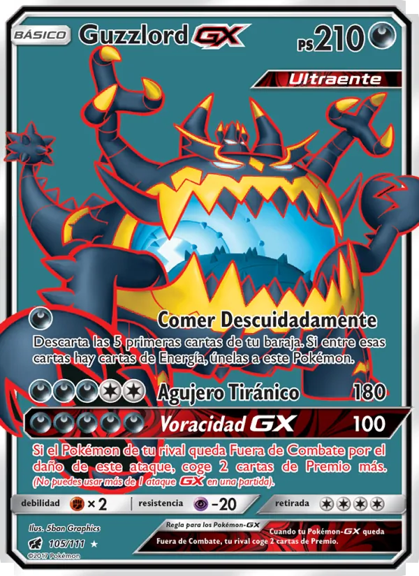 Carta Guzzlord GX de la expansión Invasión Carmesí, número 105/111