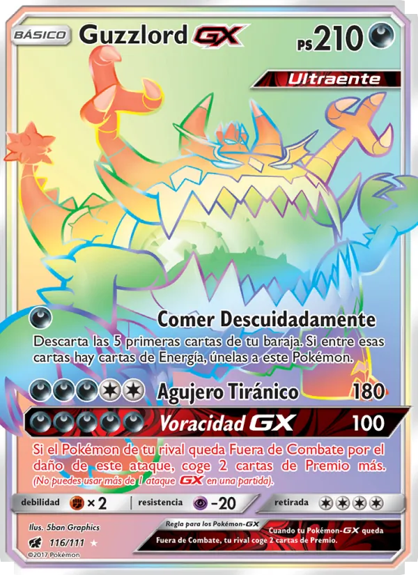 Carta Guzzlord GX de la expansión Invasión Carmesí, número 116/111