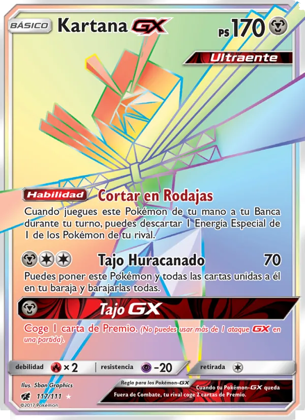 Carta Kartana GX de la expansión Invasión Carmesí, número 117/111