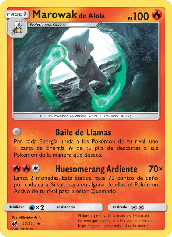 Carta Marowak de Alola de la expansión Invasión Carmesí, número 12/111