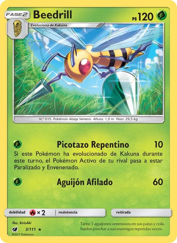 Carta Beedrill de la expansión Invasión Carmesí, número 3/111
