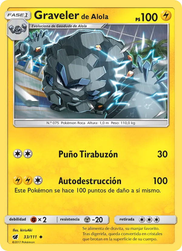 Carta Graveler de Alola de la expansión Invasión Carmesí, número 33/111