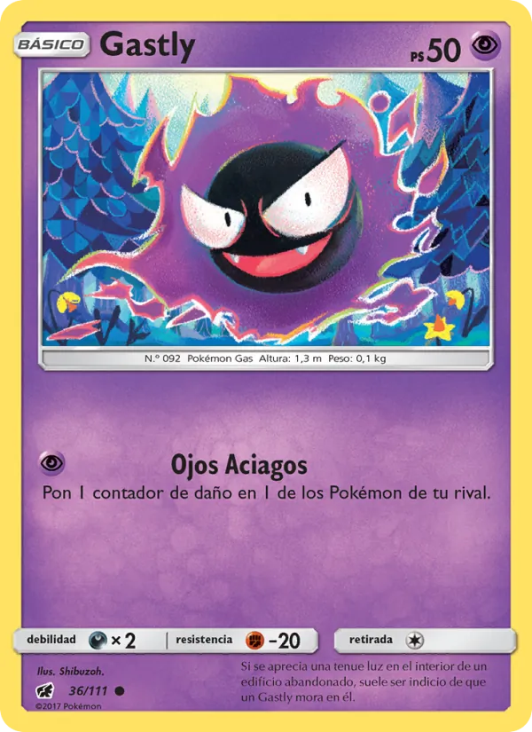 Carta Gastly de la expansión Invasión Carmesí, número 36/111