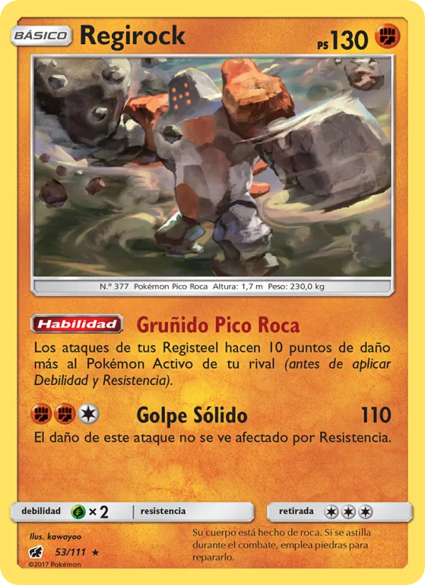 Carta Regirock de la expansión Invasión Carmesí, número 53/111
