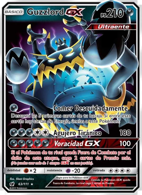 Carta Guzzlord GX de la expansión Invasión Carmesí, número 63/111