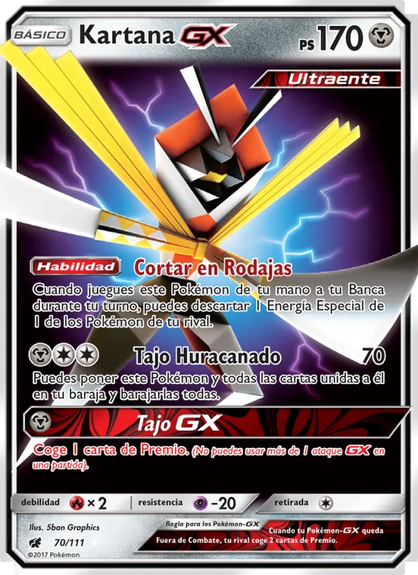 Carta Kartana GX de la expansión Invasión Carmesí, número 70/111