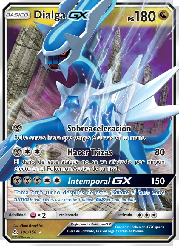 Carta Dialga GX de la expansión Ultraprisma, número 100/156