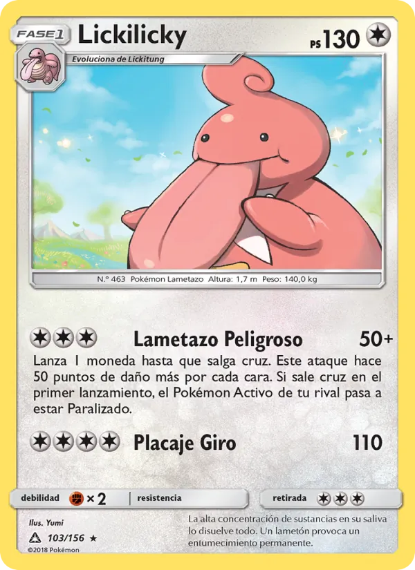 Carta Lickilicky de la expansión Ultraprisma, número 103/156