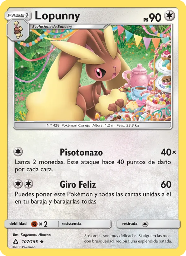 Carta Lopunny de la expansión Ultraprisma, número 107/156