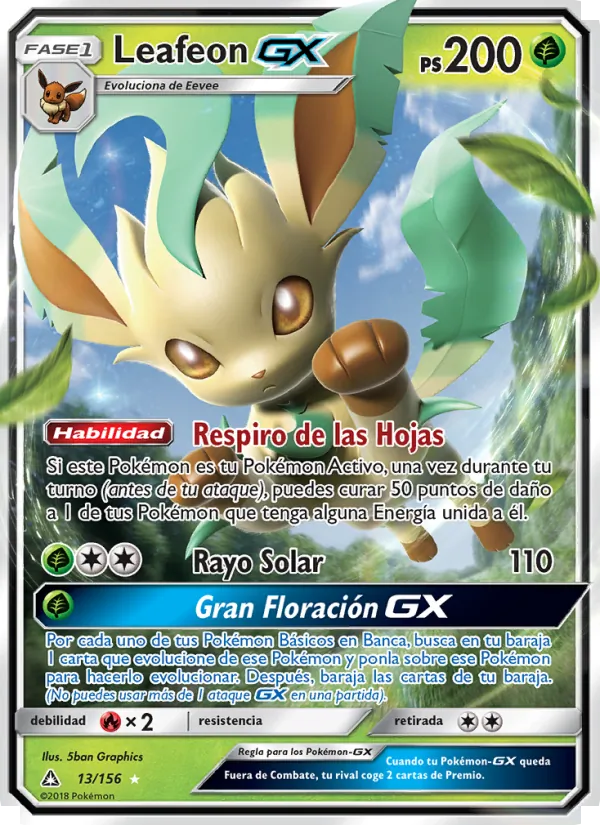 Carta Leafeon GX de la expansión Ultraprisma, número 13/156