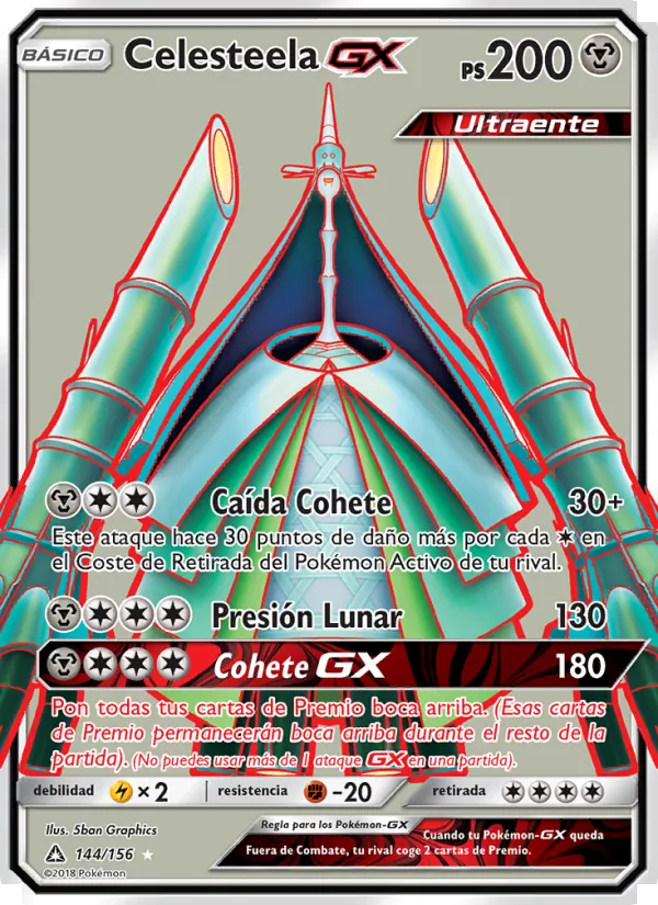 Carta Celesteela GX de la expansión Ultraprisma, número 144/156