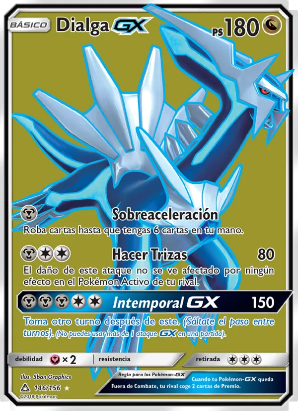 Carta Dialga GX de la expansión Ultraprisma, número 146/156